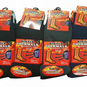 Mens Thermal Socks Outdoor Work Black Thermal Socks UK 6-11ABS(12 Pair in 1Pack)