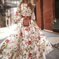Women Casual Half Sleeve Boho Dresses Swing Floral-Printed Holiday Dresses