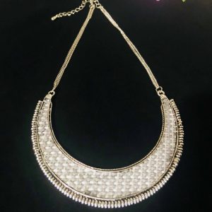 Silver oxidize silk thread necklace