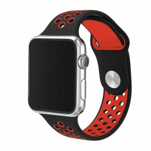 For Apple Watch Black Red Nike Silicon Sports Strap 38/40mm42/44mm Soft Silicone UK SELLER