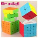 4x Qiyi 2×2 3×3 4×4 5×5 Magic Cube Stickerless Cube Speed Twist Brain Teasers